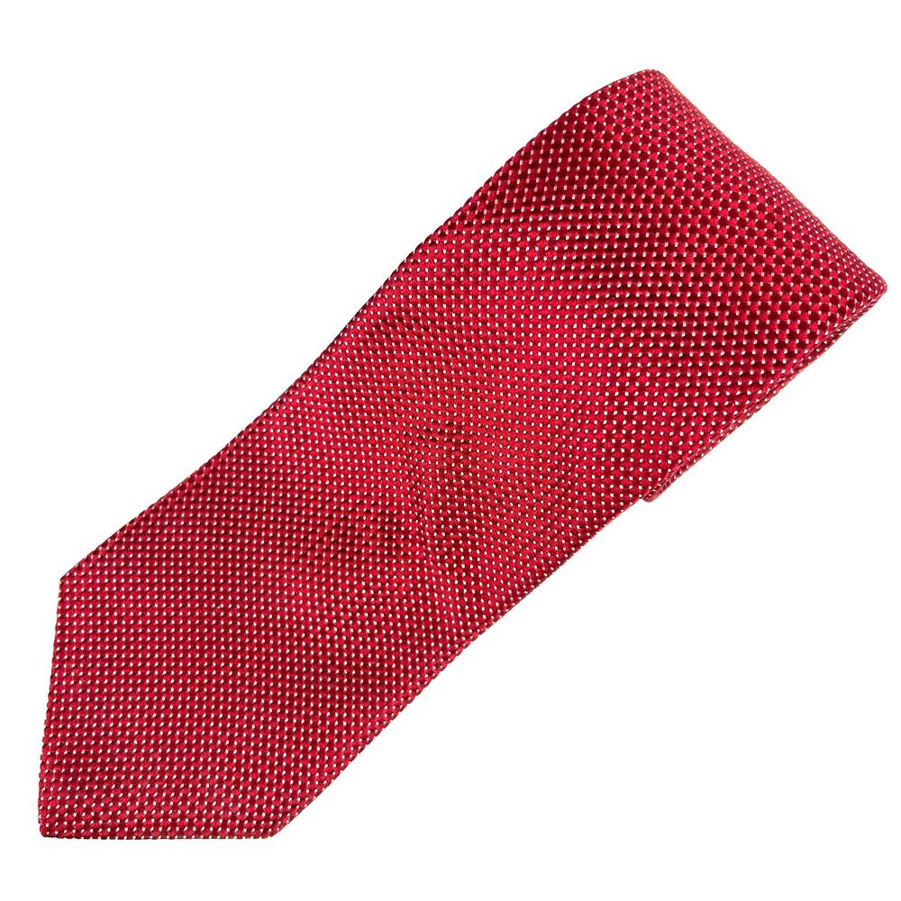 Nordstrom Men’s Silk Tie Red Pin Dot Woven Jacquard Textured Necktie USA
